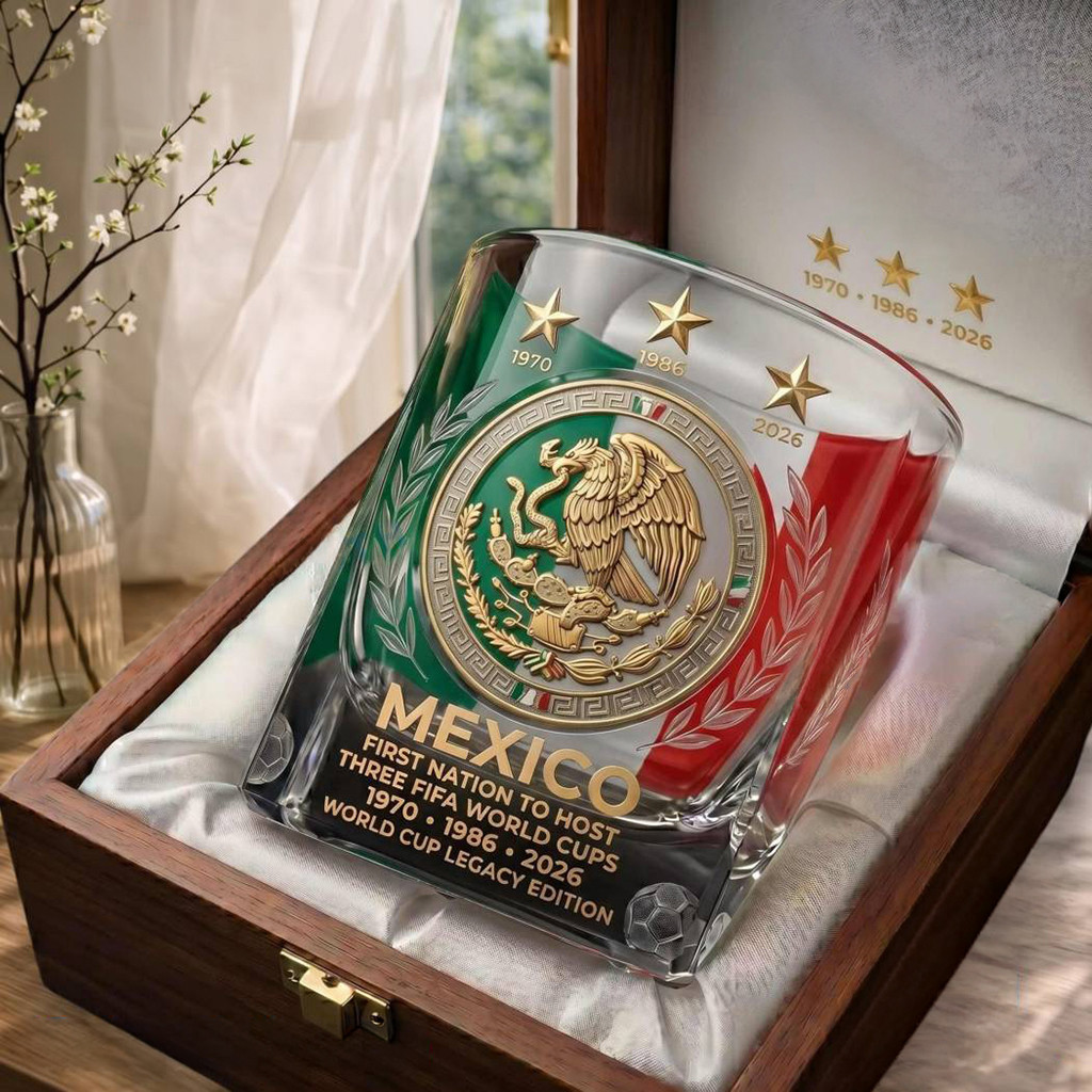 Mexico First Nation To Host Three FIFA World Cups Whiskey Glass Mexico Pride Merch Fan Gifts