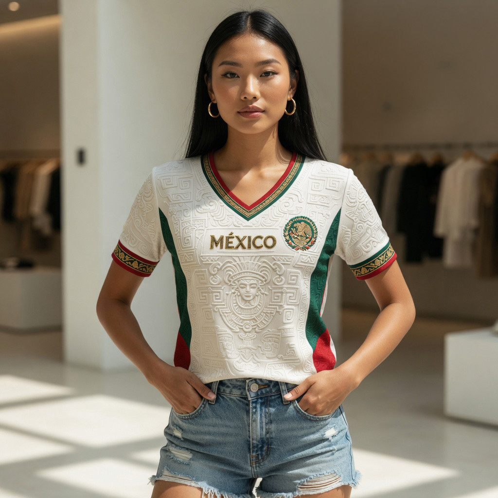 Mexico Football Team V-Neck Shirt Mexico FIFA World Cup 2026 Merch Gift For Women