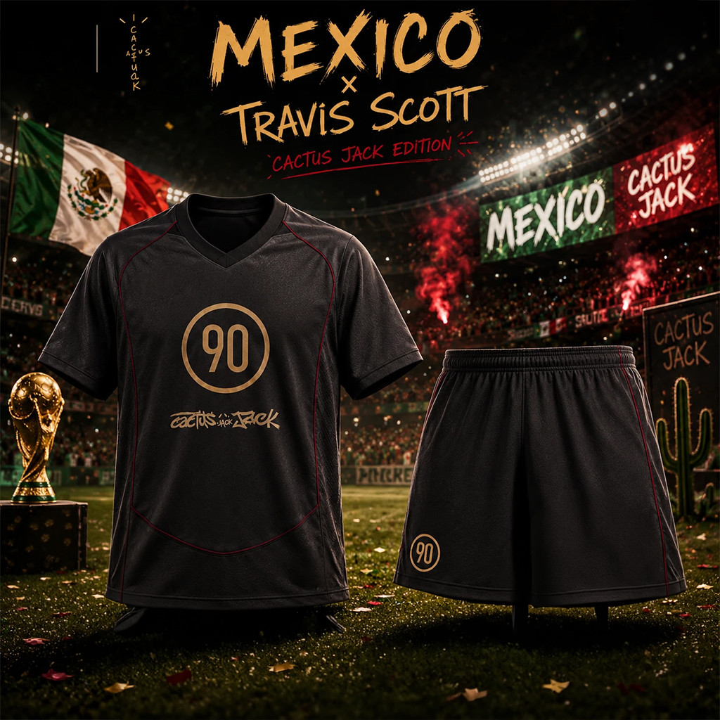 Mexico National Team Travis Scott Cactus Jack Jersey And Shorts Set FIFA World Cup 2026 Merch