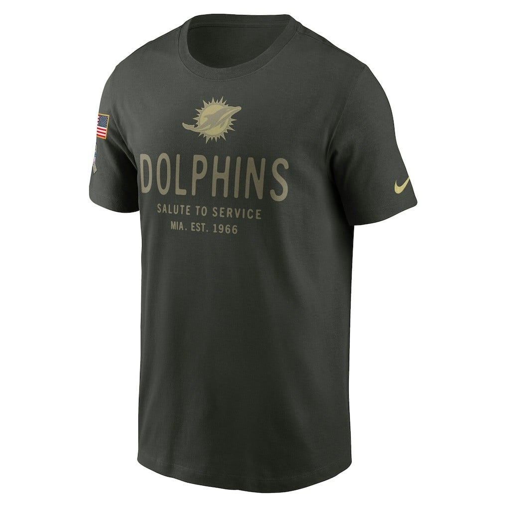 Miami Dolphins 2025 Salute to Service Sideline Primary Edge Dri-FIT T-Shirt - Forest Green - Image 2