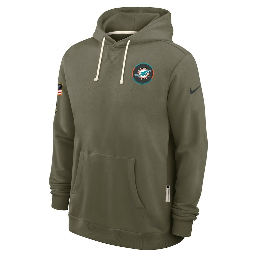 Miami Dolphins 2025 Salute to Service Sideline Standard Issue Dri-FIT Hoodie - Olive