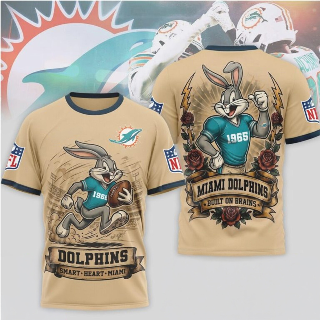 Miami Dolphins Bugs Bunny Football Cartoon Graphic T-Shirt Game Day Shirt Miami Dolphins Merch