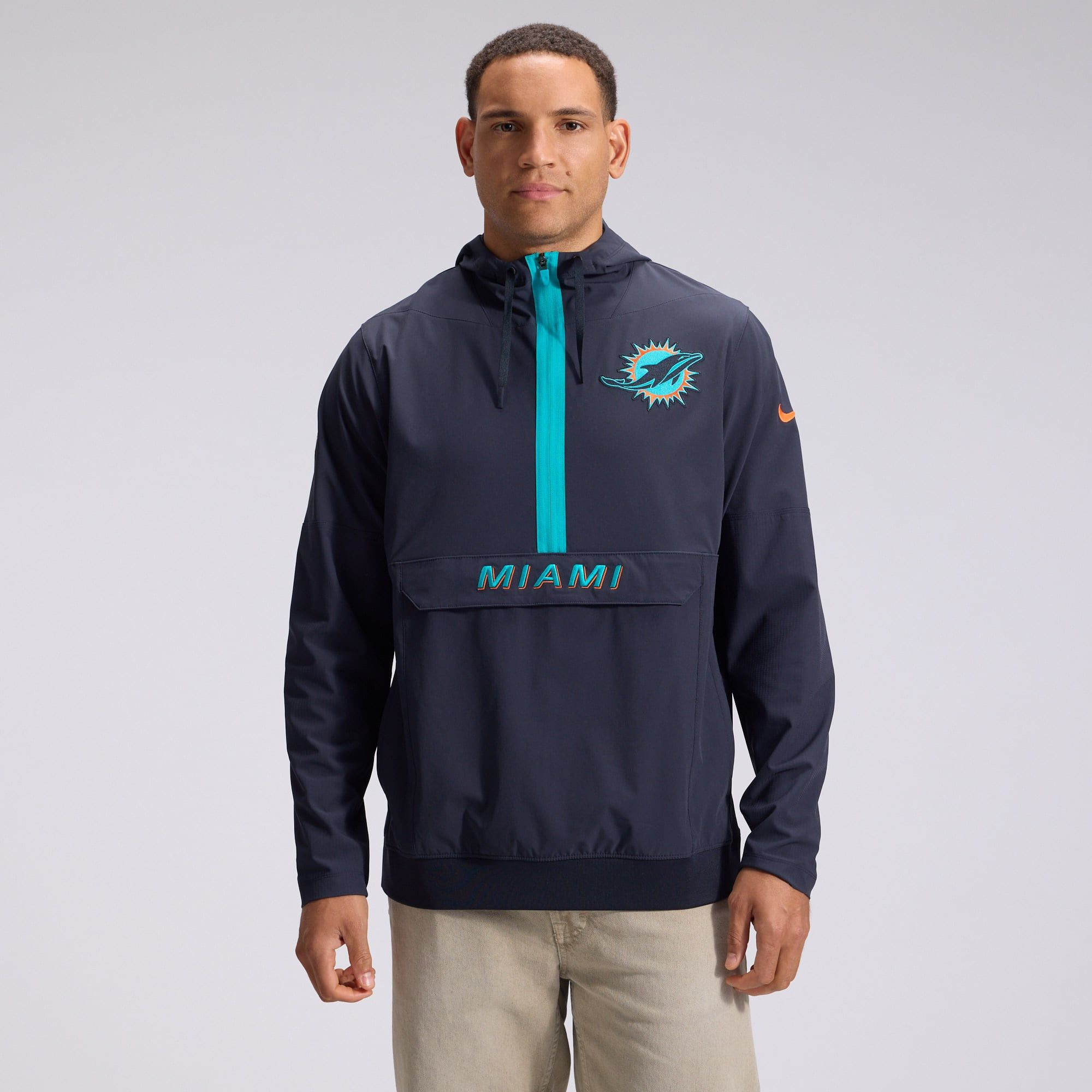 Miami Dolphins Jacket Navy NFL Rivalries Merch Anorak Half-Zip Jacket Football Gifts For Him
