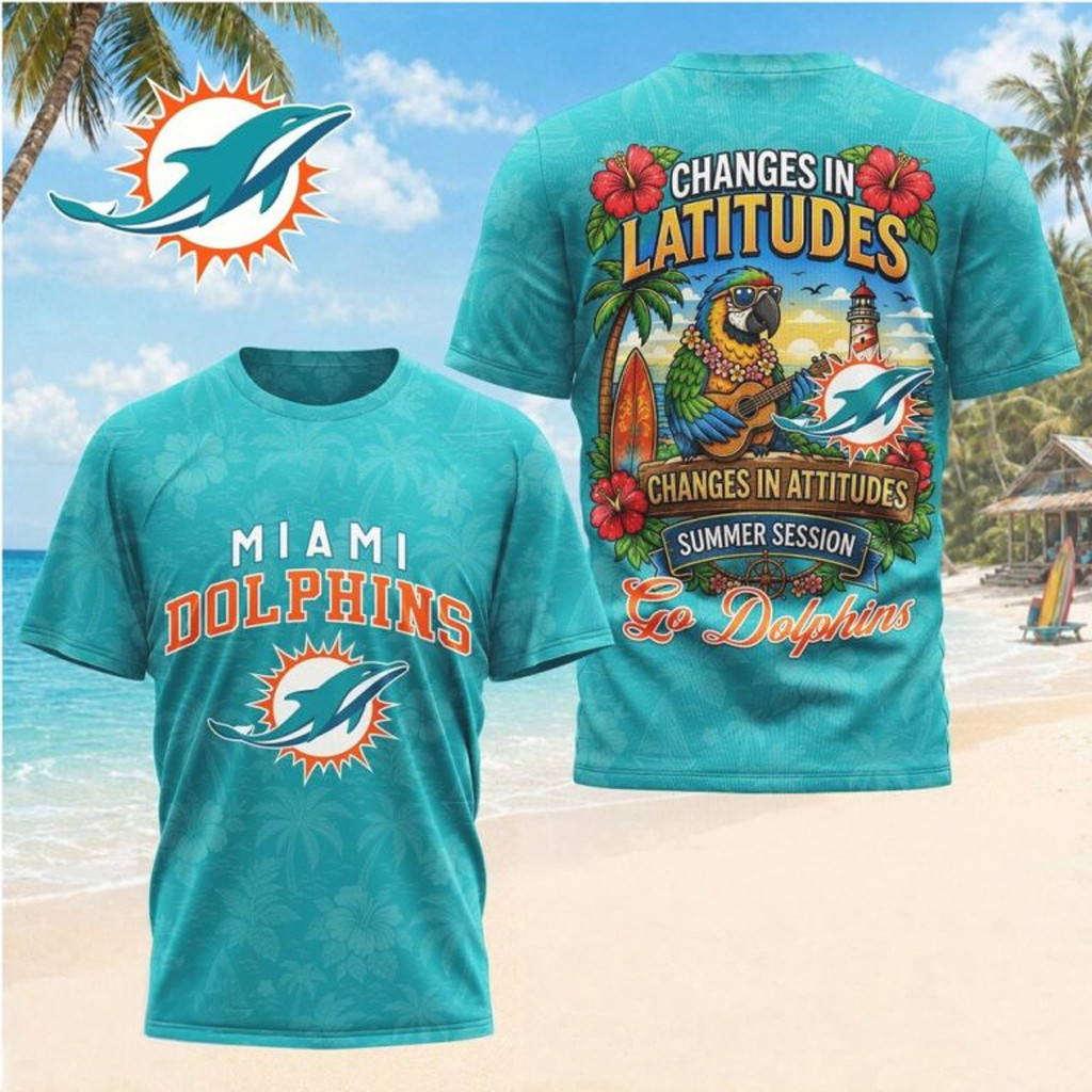 Miami Dolphins Margaritaville Changes In Latitudes Summer Session T-Shirt Miami Dolphins Merch