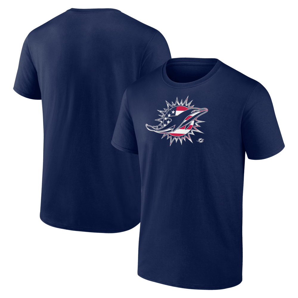 Miami Dolphins Merch - Men's Americana T-Shirt, Navy - Football Gift Ideas For Men