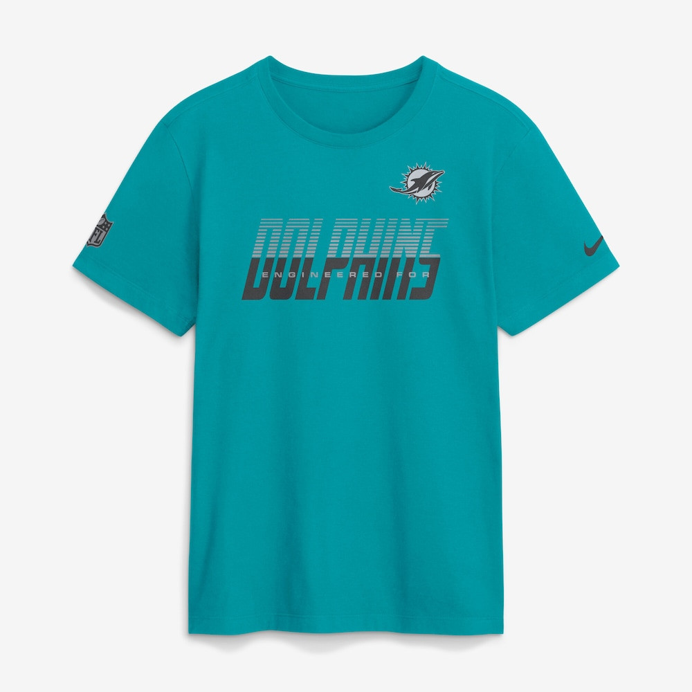 Miami Dolphins Merch - Men's Aqua Sideline Dri-FIT T-Shirt - Best Football Christmas Gifts