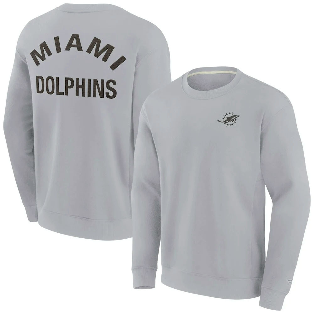 Miami Dolphins Merch - Unisex Fanatics Gray Elements Super Soft Pullover Sweatshirt - Football Fan Birthday Gift