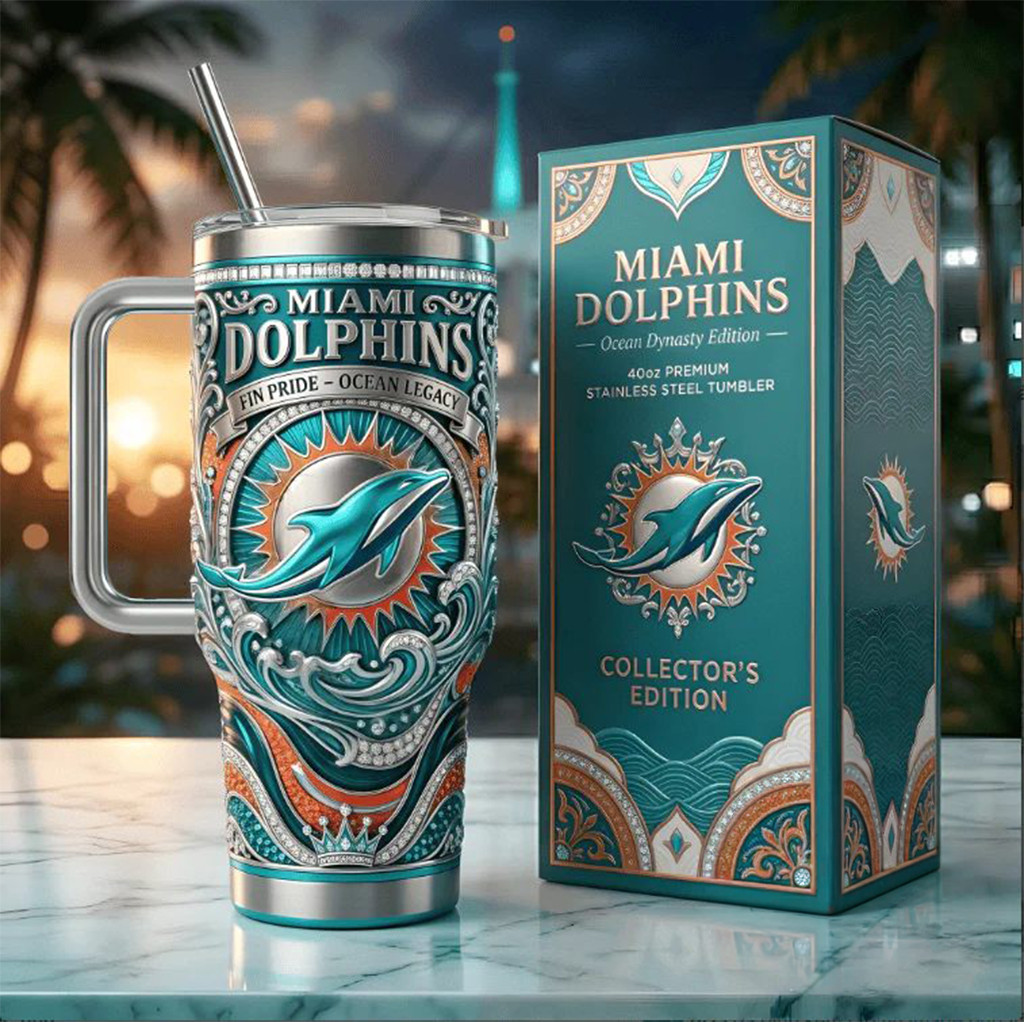 Miami Dolphins Ocean Dynasty Tumbler Miami Dolphins Merch Best Gifts For Football Fans