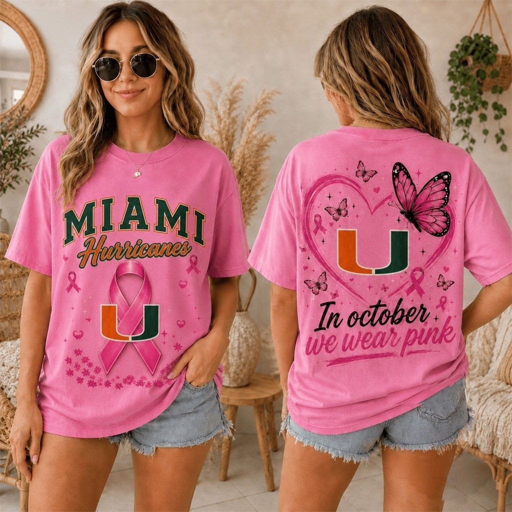 Miami Hurricanes 2026 Pink October Breast Cancer Awareness Pride T-Shirt Hurricanes Merch Gifts
