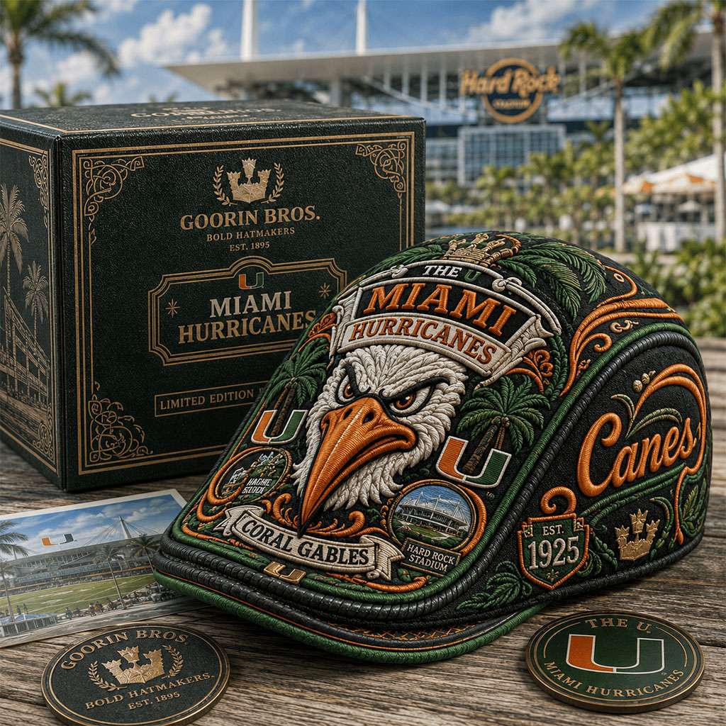 Miami Hurricanes Coral Gables Jeff Hat Hard Rock Stadium Cap Canes Merch Gift For Game Day