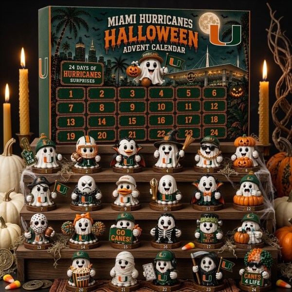 Miami Hurricanes Halloween Advent Calendar Hurricanes Merch Gifts For Football Fan - Image 2