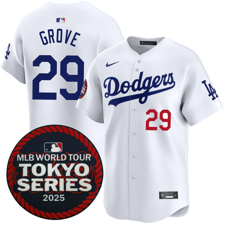 Michael Grove Los Angeles Dodgers 2025 Home Tokyo Series Jersey - White