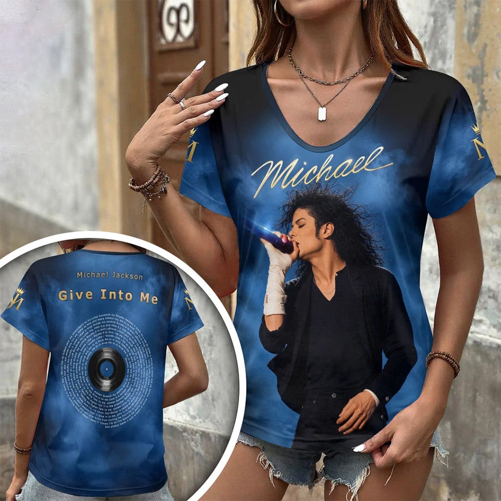 Michael Jackson Give Into Me V-Neck Shirt Michael Jackson Merch Cool Gifts For Music Lovers