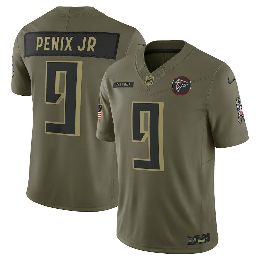 Michael Penix Jr. Atlanta Falcons 2025 Salute to Service Limited Jersey - Olive