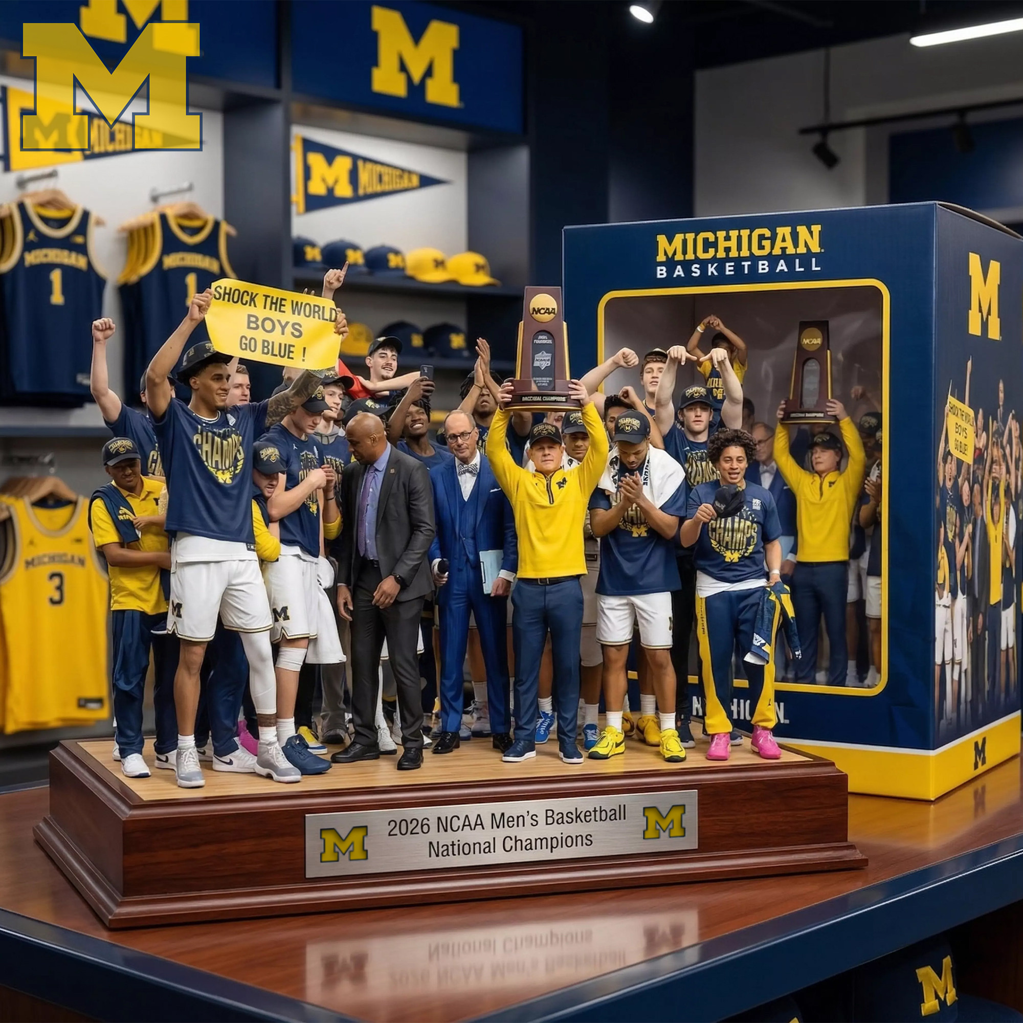 Michigan 2026 Men's Basketball National Champion Acrylic Plaque Michigan Wolverines Merch Gifts