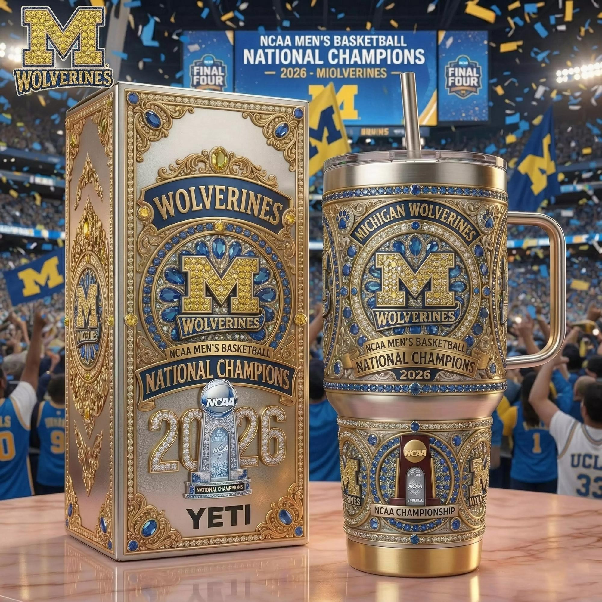 Michigan National Champions Tumbler 2026 Michigan Wolverines Men's Basketball Champions Merch