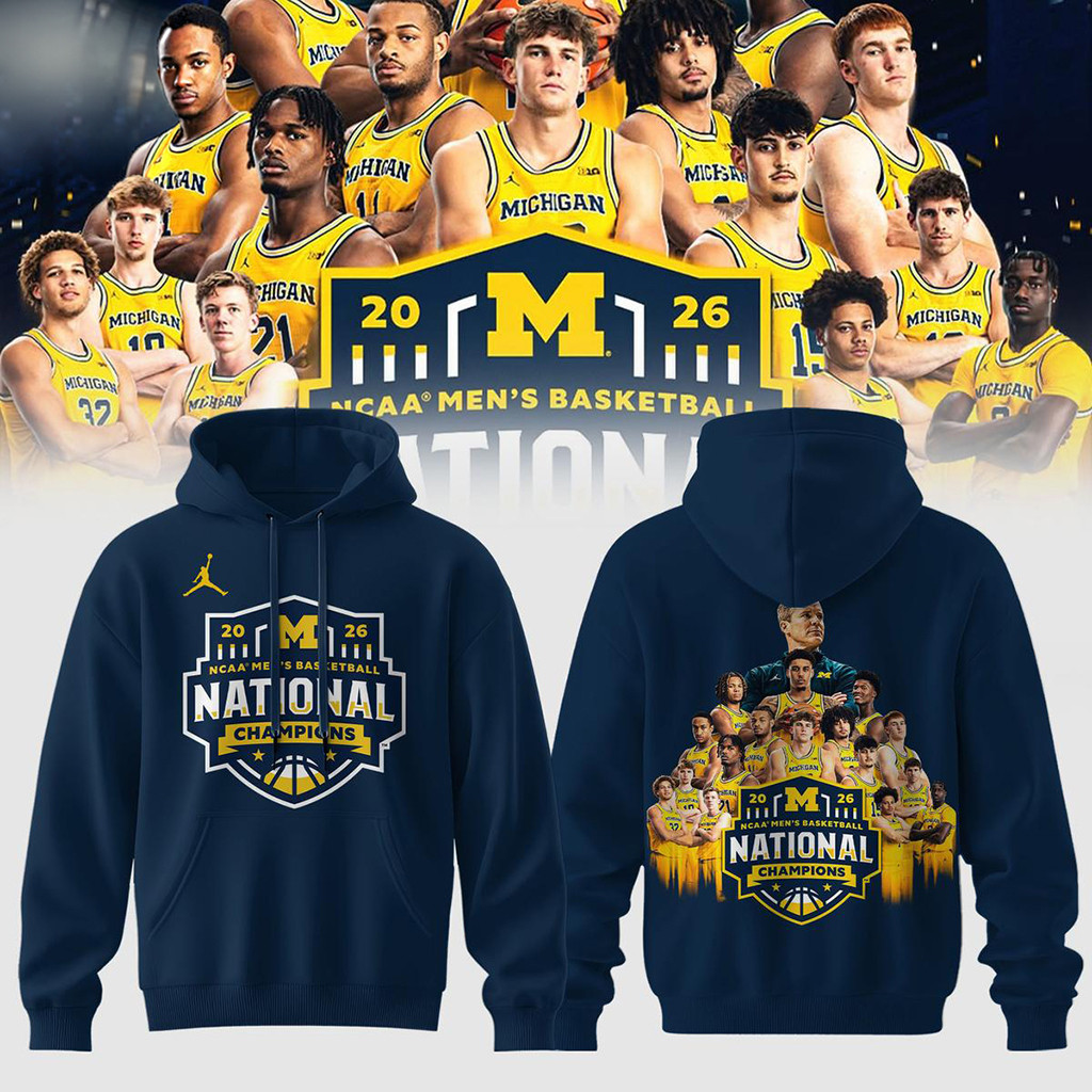 Michigan Wolverines 2026 National Champion Locker Room Trophy Hoodie Basketball Fan Gifts