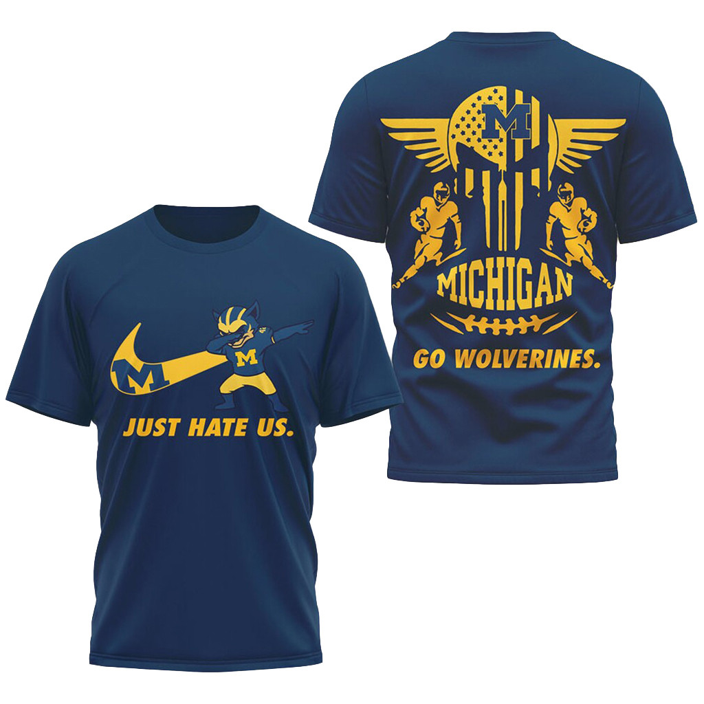 Michigan Wolverines Just Hate Us Dabbing Mascot T-Shirt Wolverines Merch Football Themed Gifts