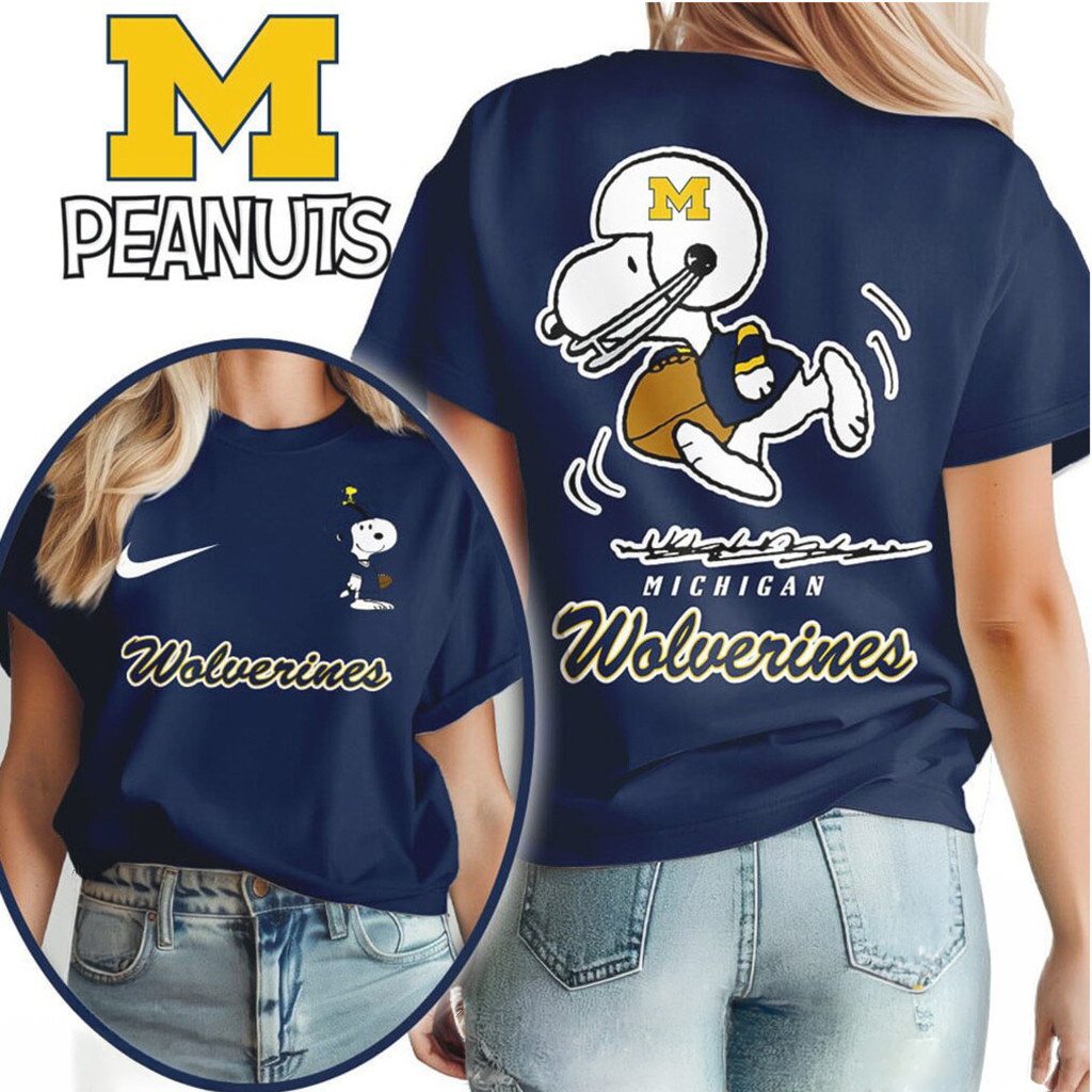 Michigan Wolverines Snoopy Peanuts T-Shirt Game Day Shirt Wolverines Merch Football Fan Gifts