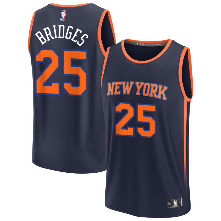 Mikal Bridges New York Knicks 2025 Fast Break Statement Edition Jersey - Navy
