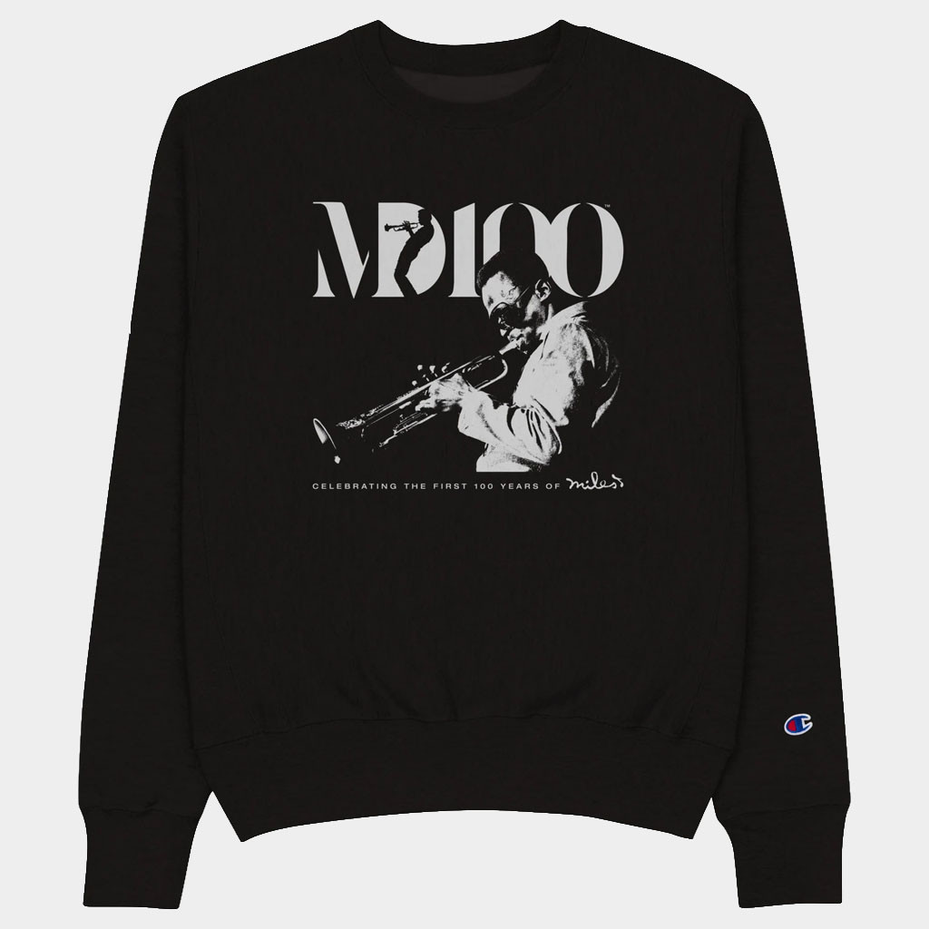 Miles Davis Merch 2026 Miles Davis 100 Portrait Logo Champion Sweatshirt Jazz Music Fans Gifts