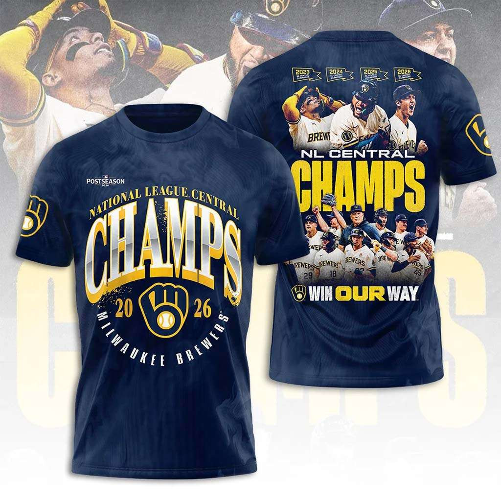 Milwaukee Brewers Champions Merch 2026 NL Central Division Champions T-Shirt Win Our Way Tee