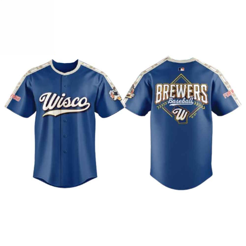Milwaukee Brewers City Connect Jersey Wisco Blue Baseball Jersey Brewers Merch Gifts For Him