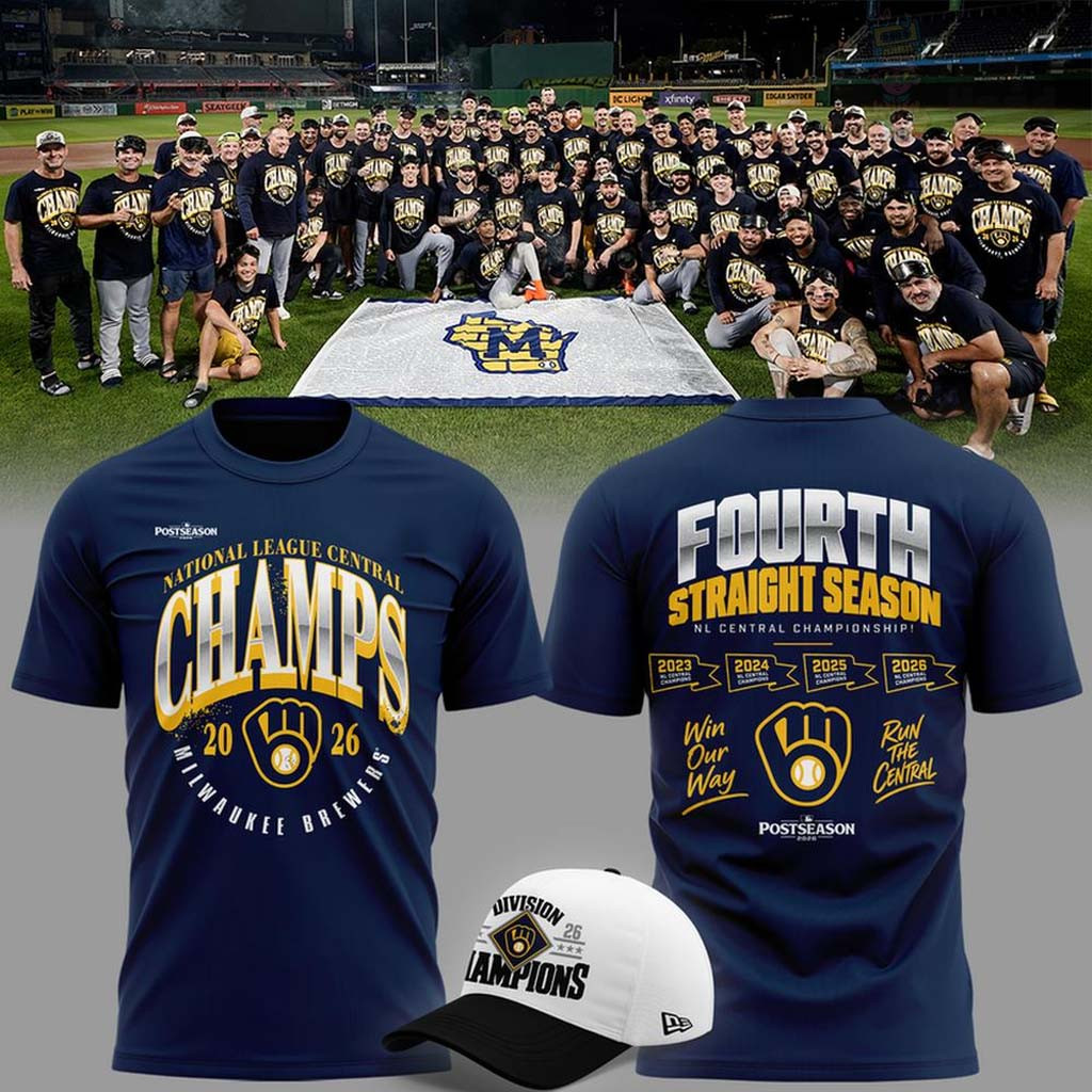 Milwaukee Brewers Merch 2026 NL Central Division Champions Fourth Straight Season T-Shirt Gifts