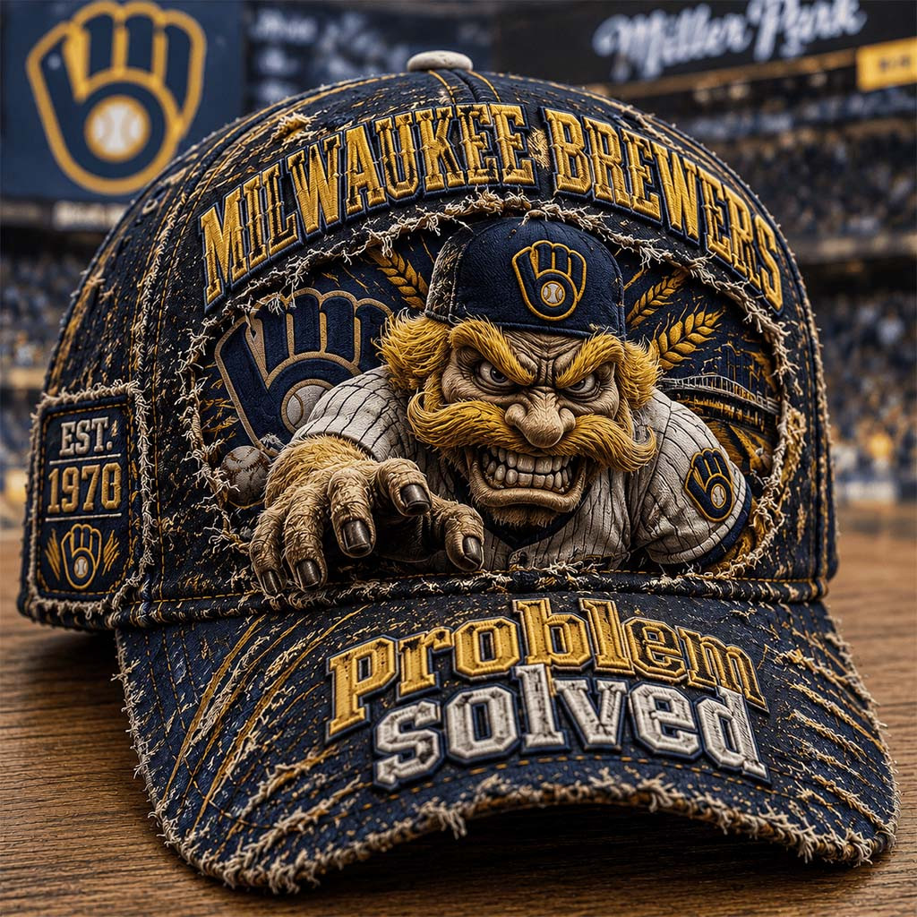 Milwaukee Brewers Problem Solved Hat Milwaukee Brewers Merch Present For Baseball Lovers