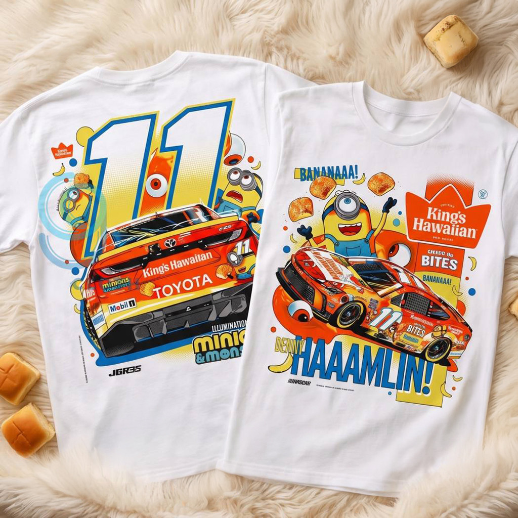Minions And Monsters Denny Hamlin King's Hawaiian T-Shirt Best Gifts For Racing Fans