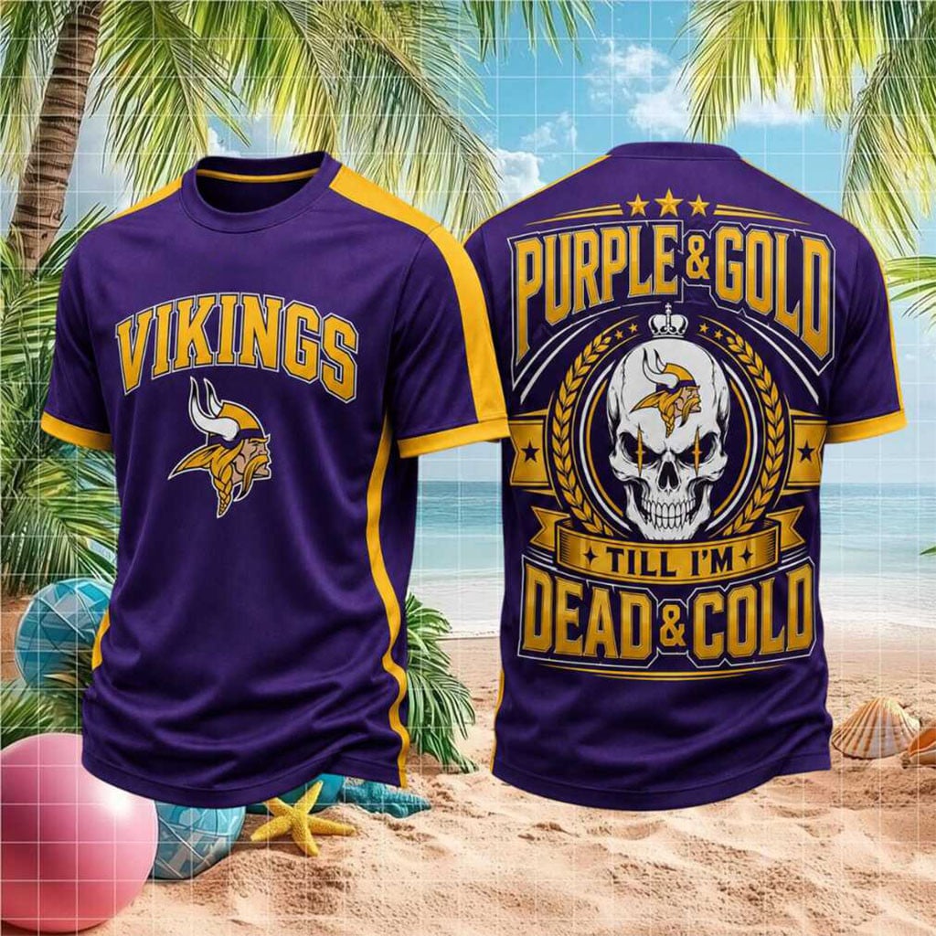 Minnesota Football Skull Purple And Gold Shirt MN Vikings Merch Gift For Football Lover