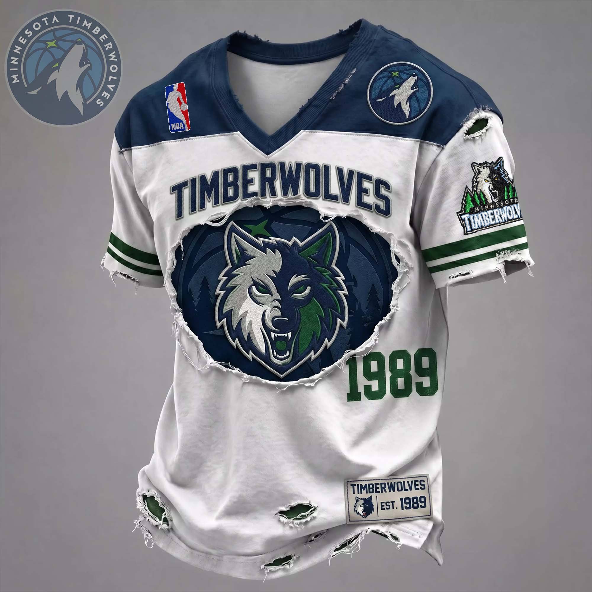 Minnesota Timberwolves Est 1989 V-Neck Shirt Game Day Apparel Timberwolves Merch Fan Gifts