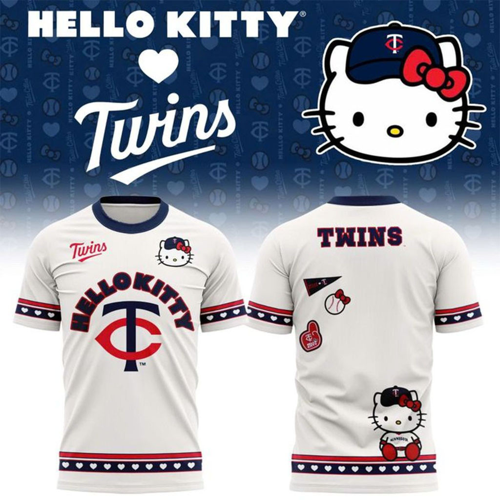Minnesota Twins X Hello Kitty Night 2026 T-Shirt Twins Merch Cute Gift For Baseball Fans