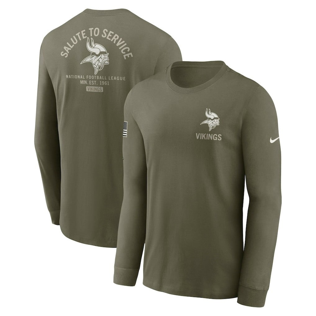 Minnesota Vikings 2025 Salute to Service Sideline Long Sleeve T-Shirt - Olive