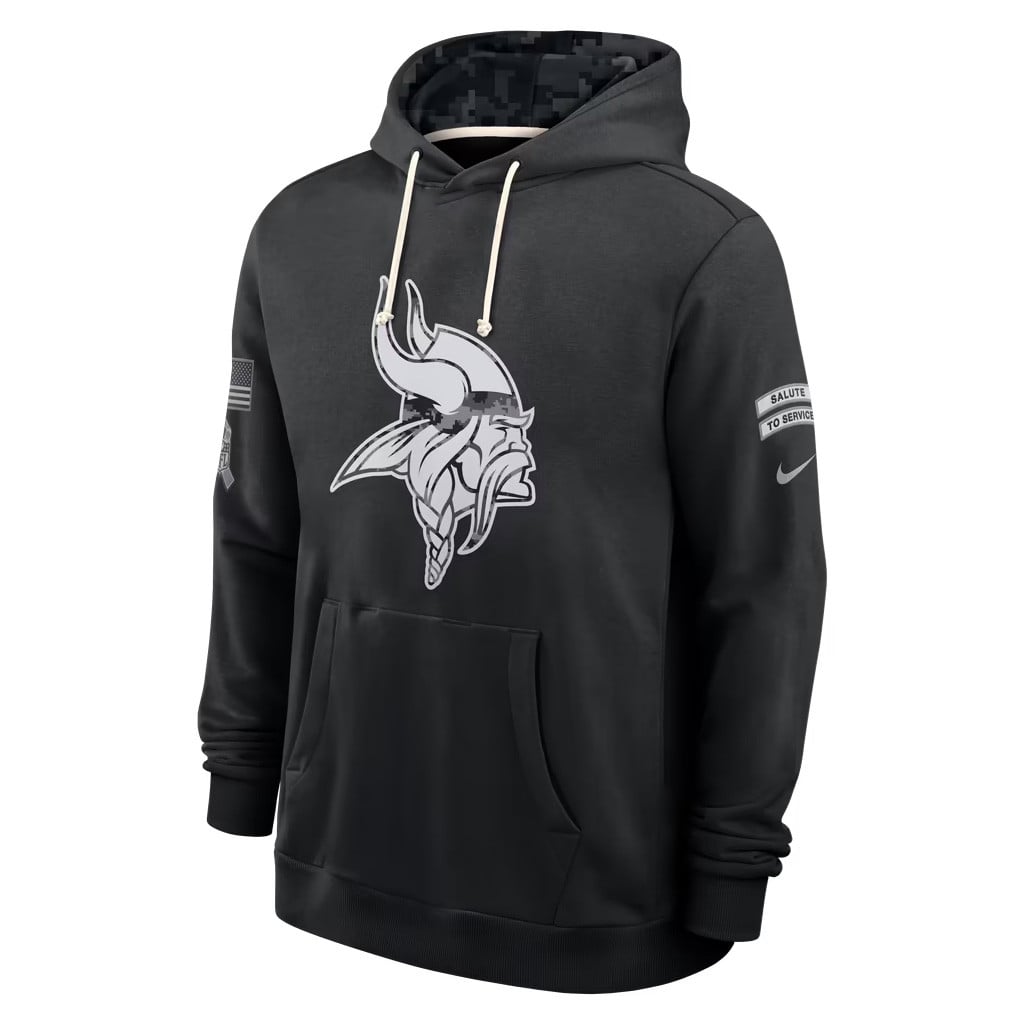 Minnesota Vikings 2026 Salute To Service Collection NFL Merch Vikings Football Black Hoodie