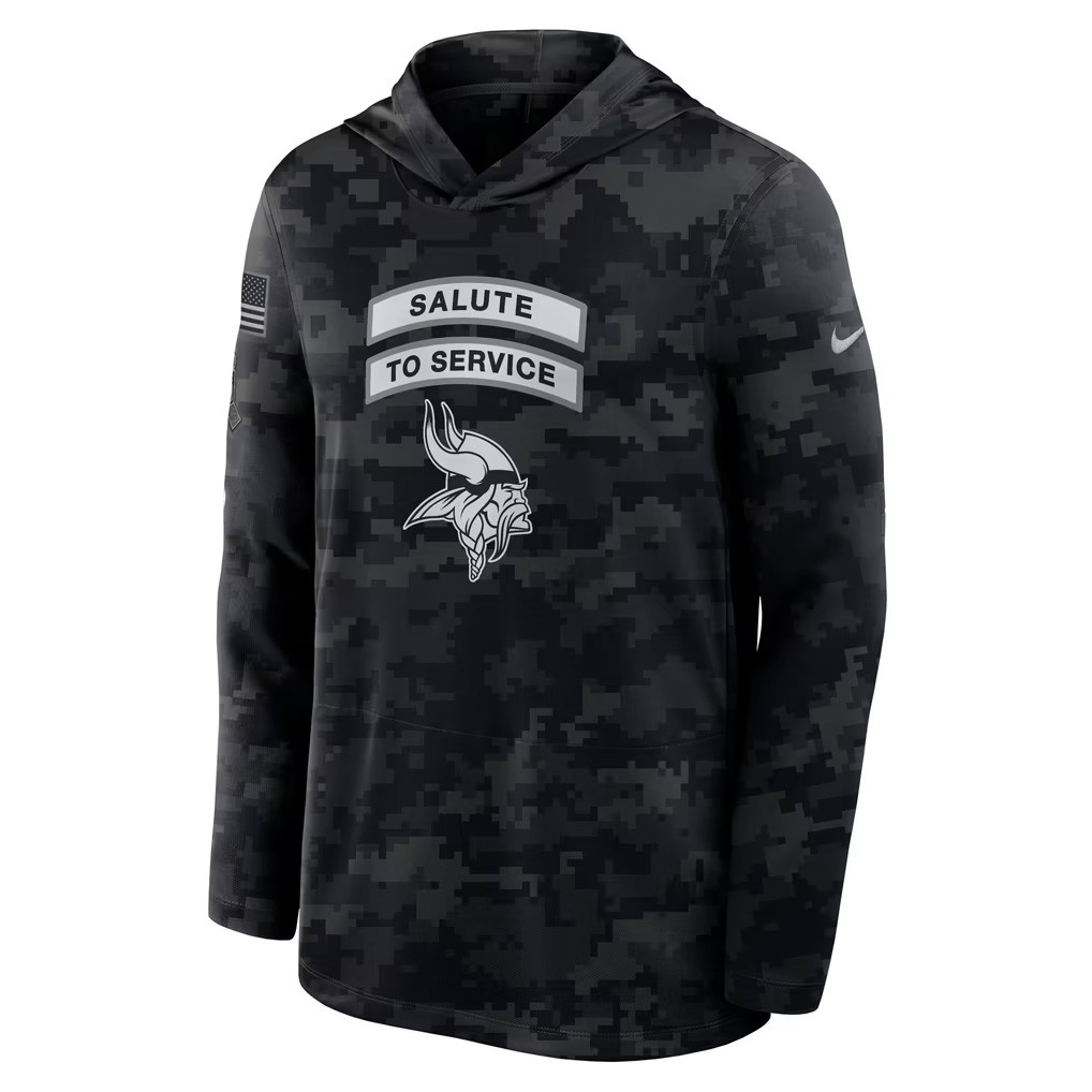 Minnesota Vikings 2026 Salute To Service Collection NFL Merch Vikings Football Camo Hoodie Gift