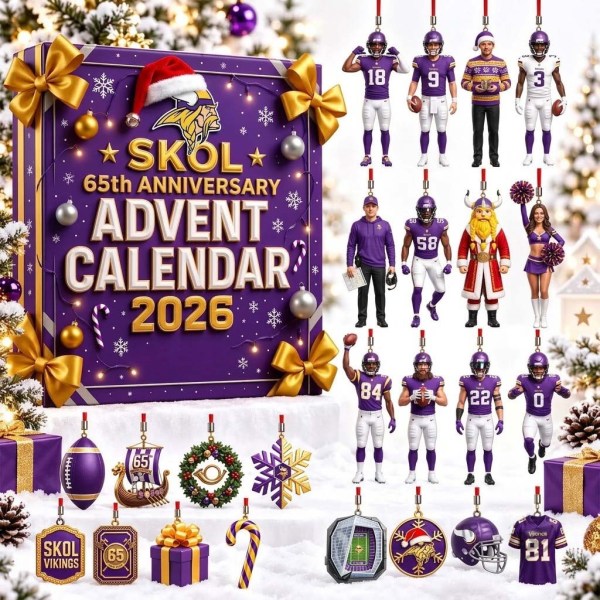 Minnesota Vikings 65th Anniversary Advent Calendar 2026 Christmas Ornaments MN Vikings Merch - Image 2