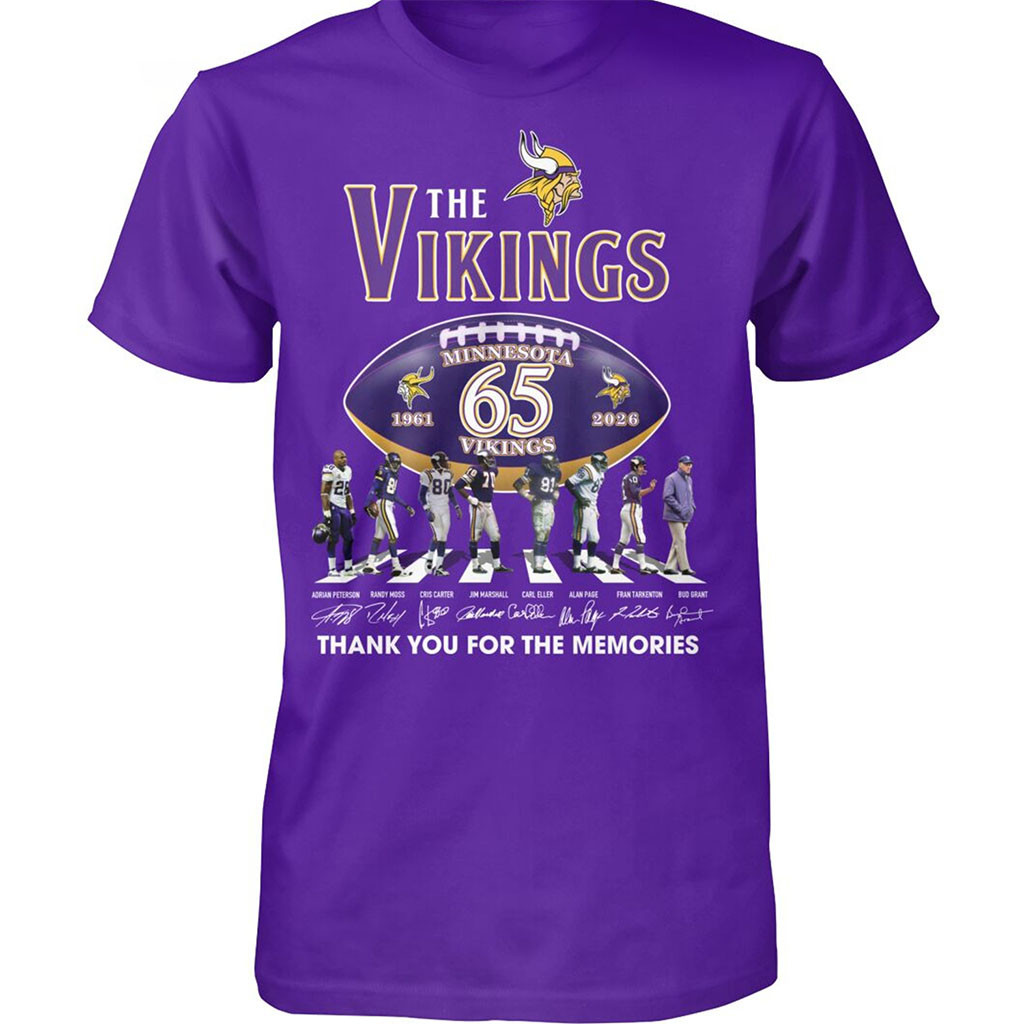 Minnesota Vikings 65th Anniversary The Beatles Abbey Road T-Shirt MN Football Merch Fan Gifts