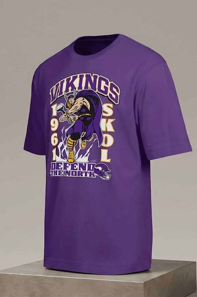 Minnesota Vikings Defend The North Thor T-Shirt NFL Disney Collab Vikings Merch Fan Gifts