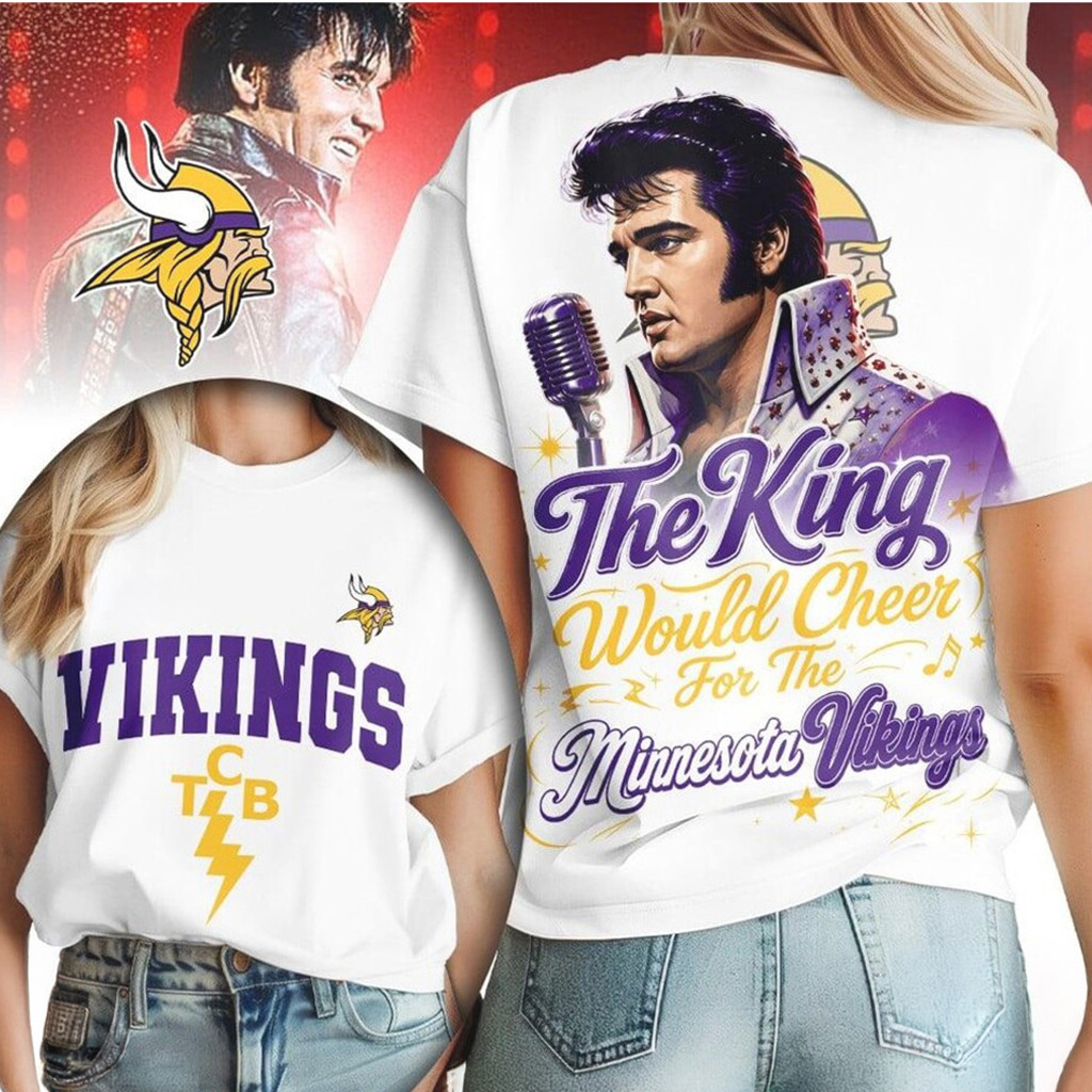 Minnesota Vikings Elvis Presley The King Cheer T-Shirt Minnesota Vikings Merch Ultimate Fan Gift