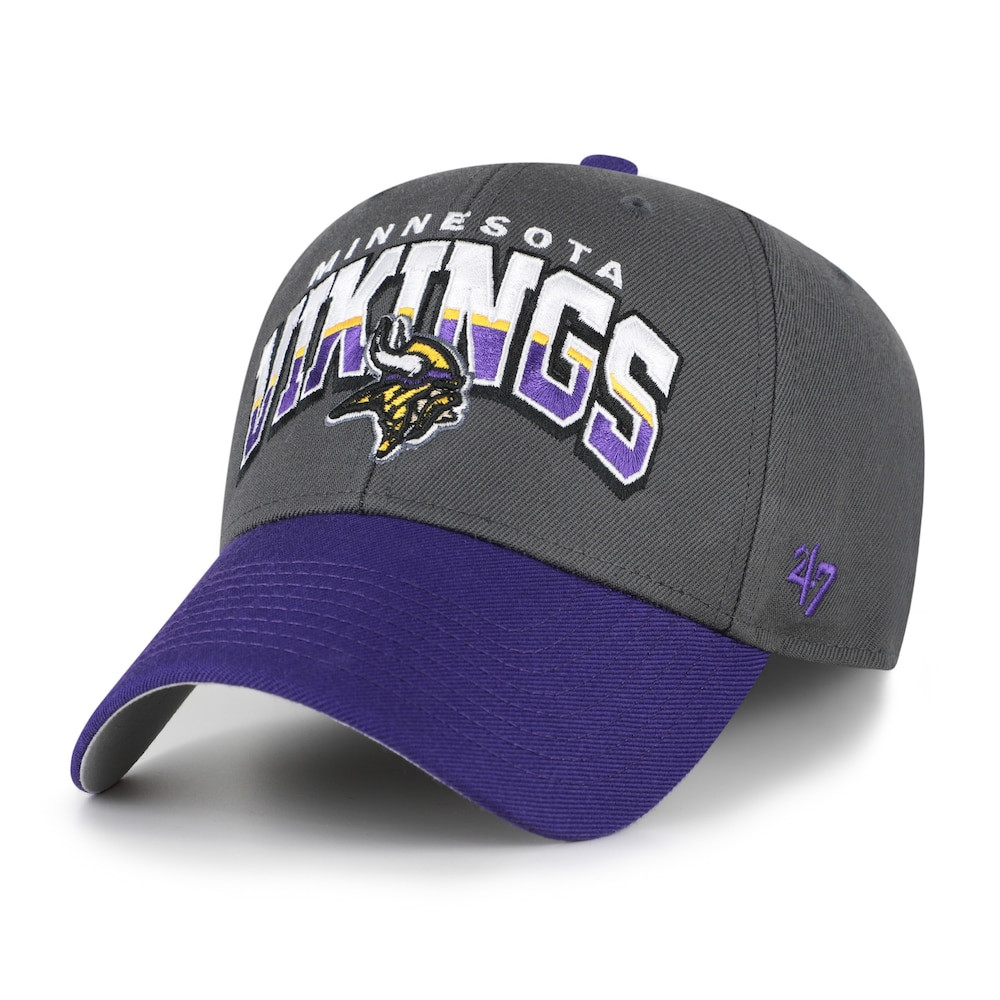 Minnesota Vikings Merch - Men's '47 Split Block MVP Adjustable Hat, Charcoal - Best Presents For Football Lovers