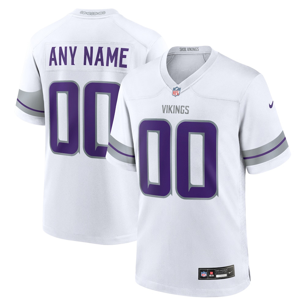 Minnesota Vikings Merch - Men's Alternate Custom Game Jersey, White - Gift Ideas For Football Lovers