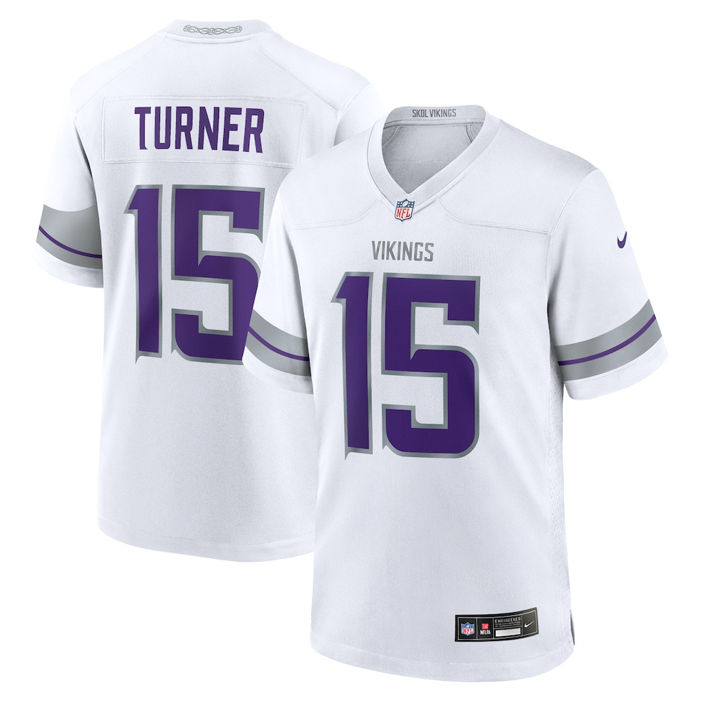 Minnesota Vikings Merch - Men's Dallas Turner Alternate Game Jersey, White - Football Gift Ideas For Men