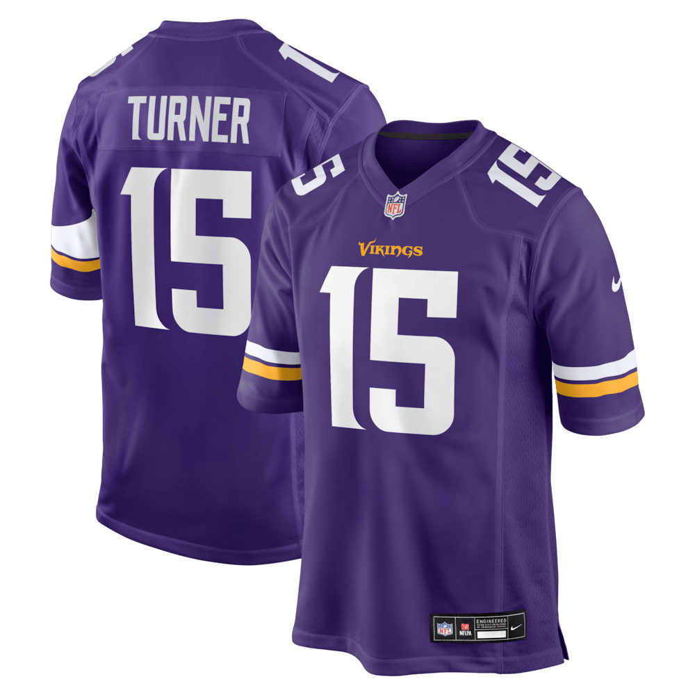 Minnesota Vikings Merch - Men's Dallas Turner Purple Player Game Jersey - Christmas Gifts For Football Fans