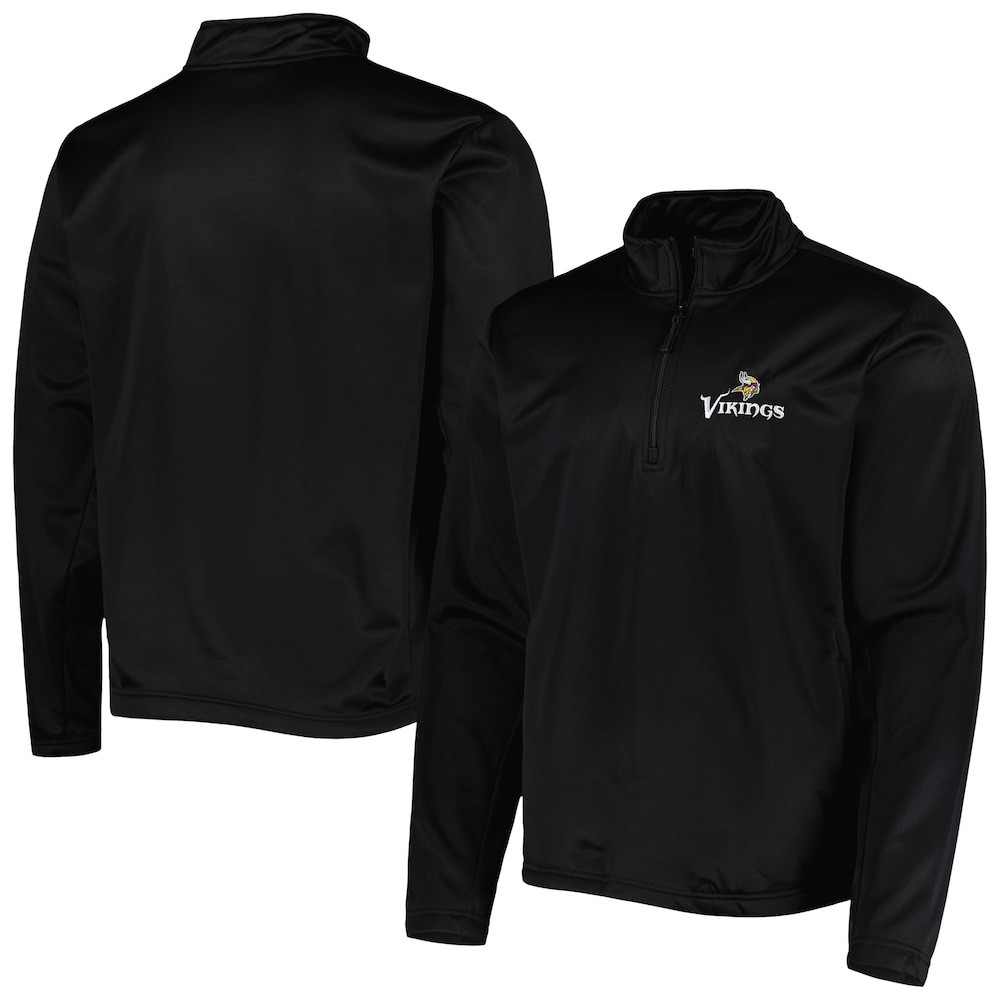Minnesota Vikings Merch - Men's Dunbrooke All-Star Tech Quarter-Zip Top, Black - Football Related Gifts