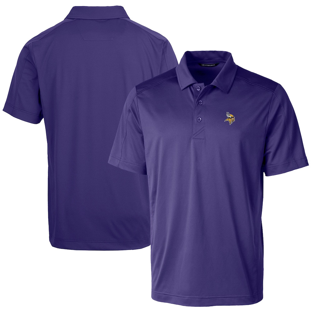Minnesota Vikings Merch - Men's Purple Prospect Textured Stretch Polo - Cutter & Buck - Best Football Gifts