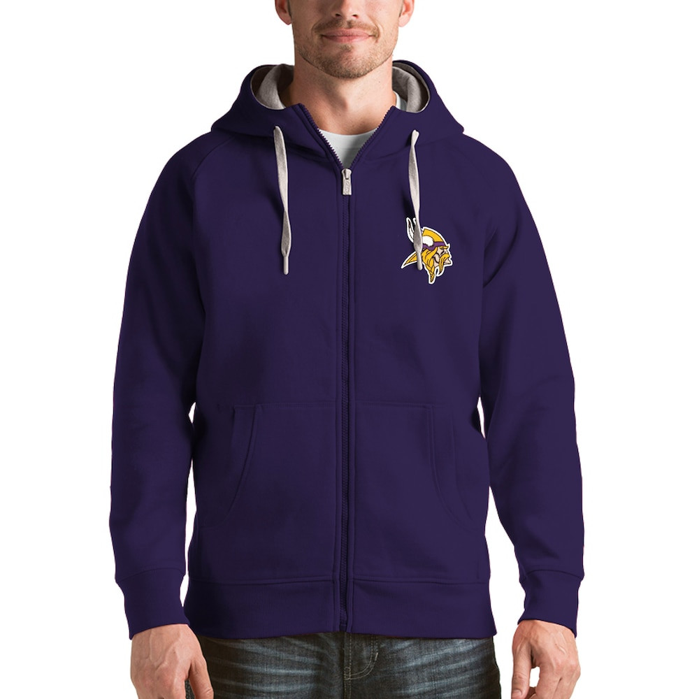 Minnesota Vikings Merch - Men's Purple Victory Full-Zip Hoodie - Antigua - Football Related Gifts