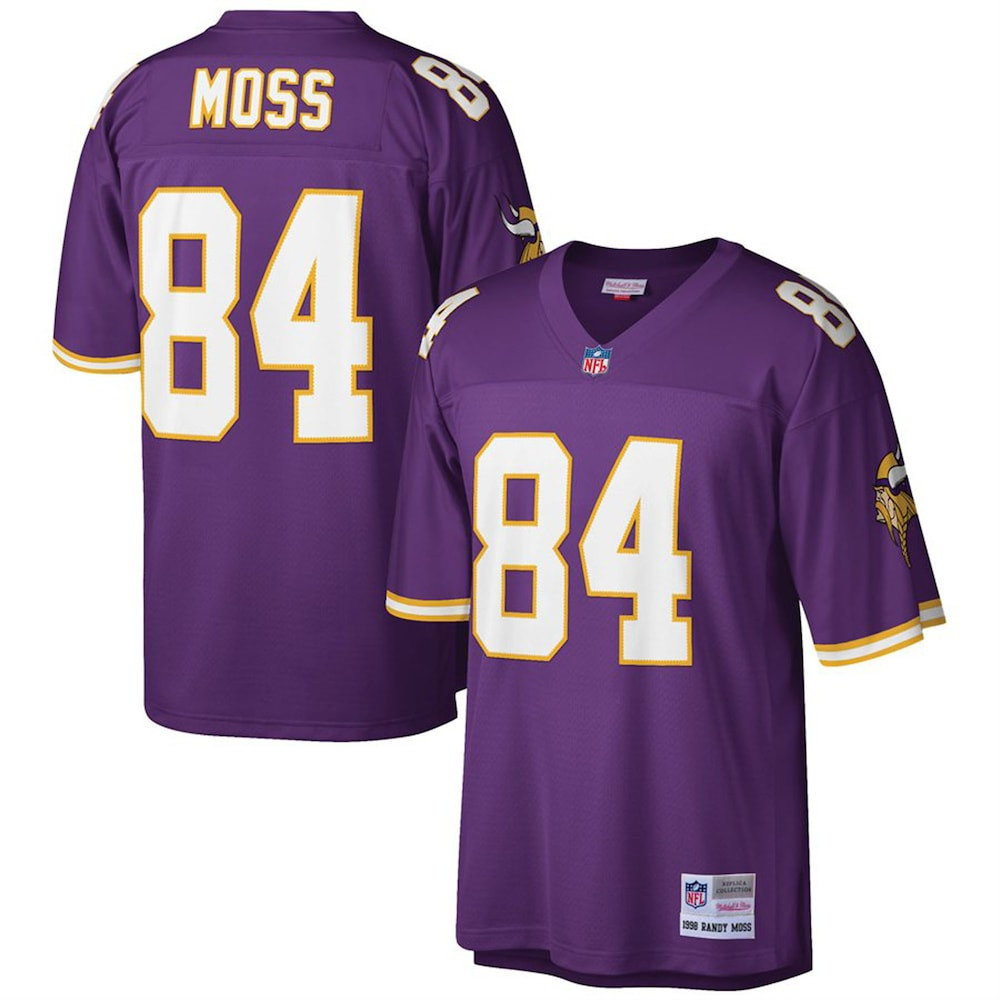 Minnesota Vikings Merch - Men's Randy Moss Purple 1998 Retired Player Replica Jersey, Big & Tall - Mitchell & Ness - Best Football Gift Ideas