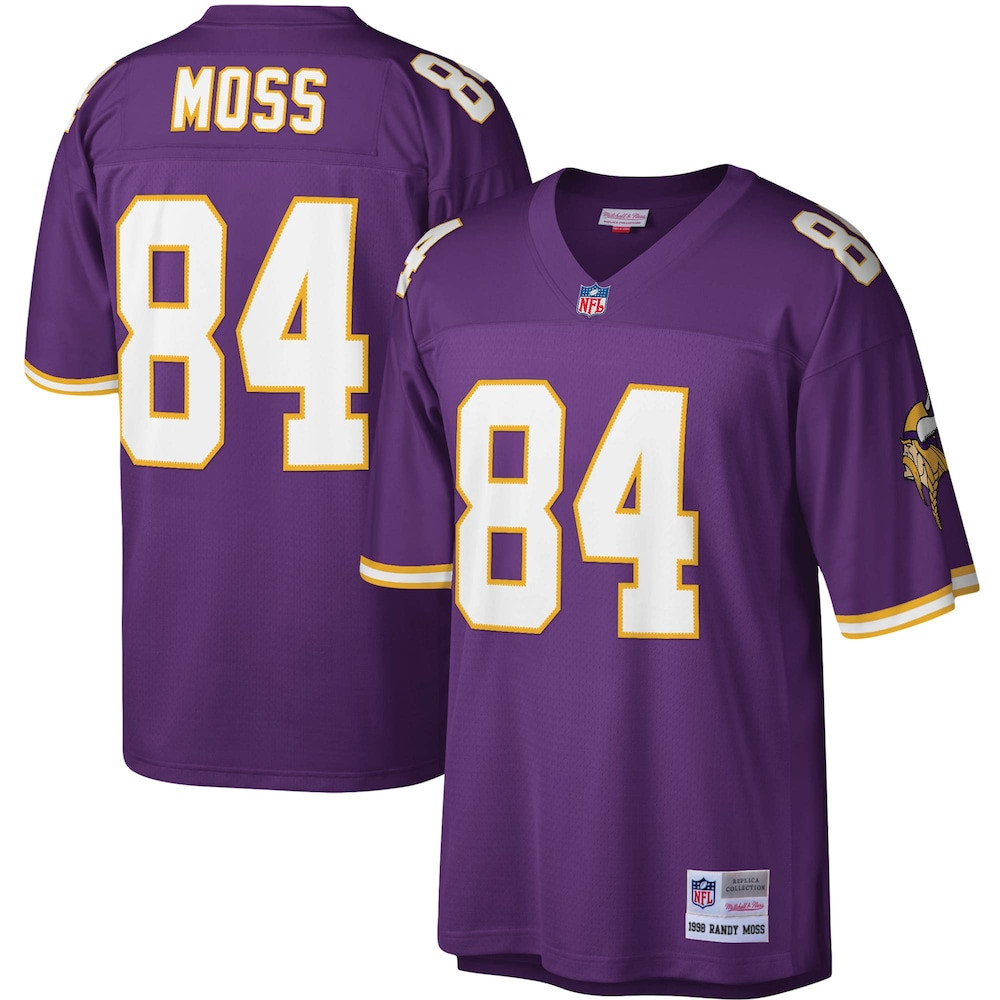Minnesota Vikings Merch - Men's Randy Moss Purple Legacy Replica Jersey - Mitchell & Ness - Good Gifts For Football Fans