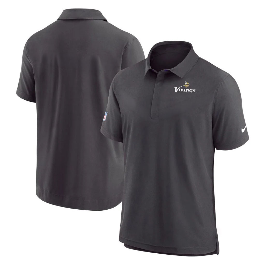 Minnesota Vikings Merch - Men's Sideline Lockup Performance Polo, Black - Cool Football Gifts